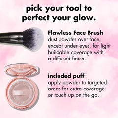 e.l.f. compact mirror reflection illustrating on-the-go application ease