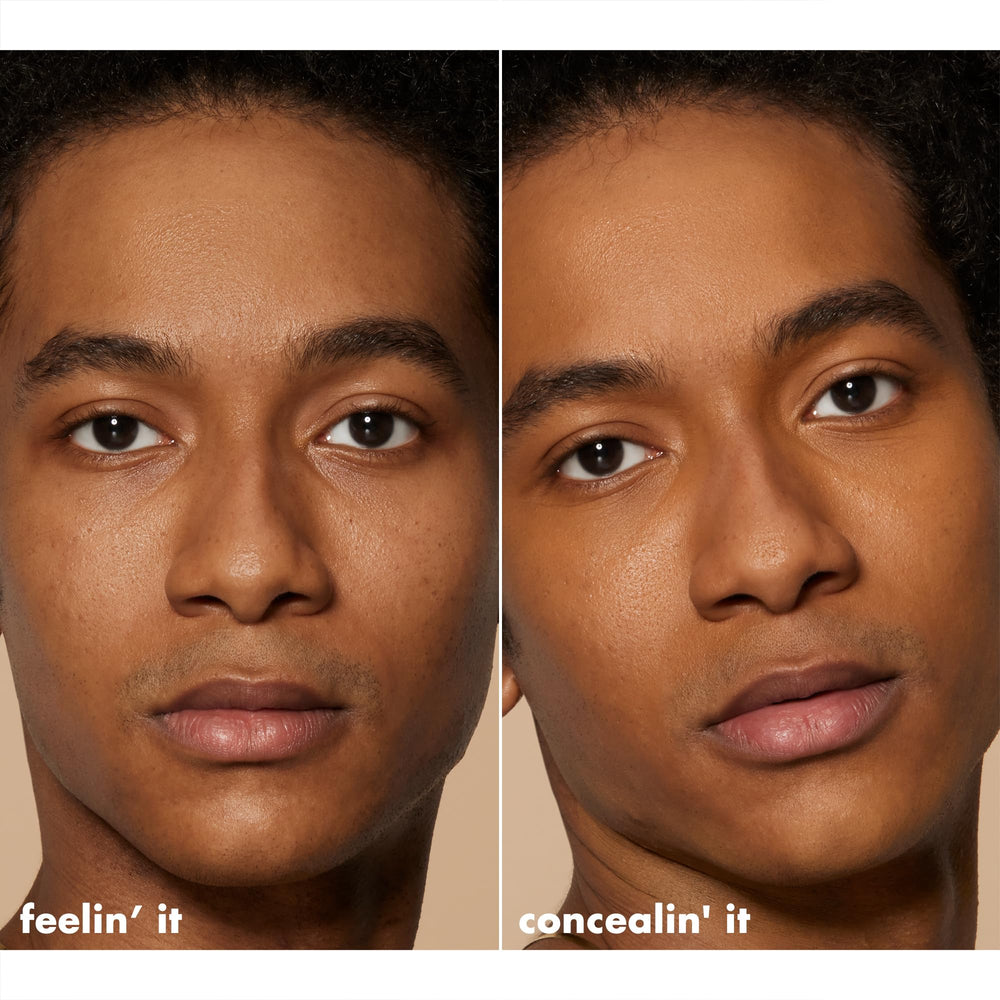 e.l.f. concealer being applied with a brush for precise, crease-resistant coverage