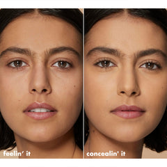 e.l.f. before and after under-eye comparison illustrating coverage and brightening effect