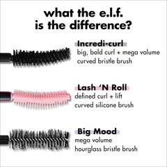 e.l.f. Incredi-Curl mascara applied on lashes showing lifted volumized effect