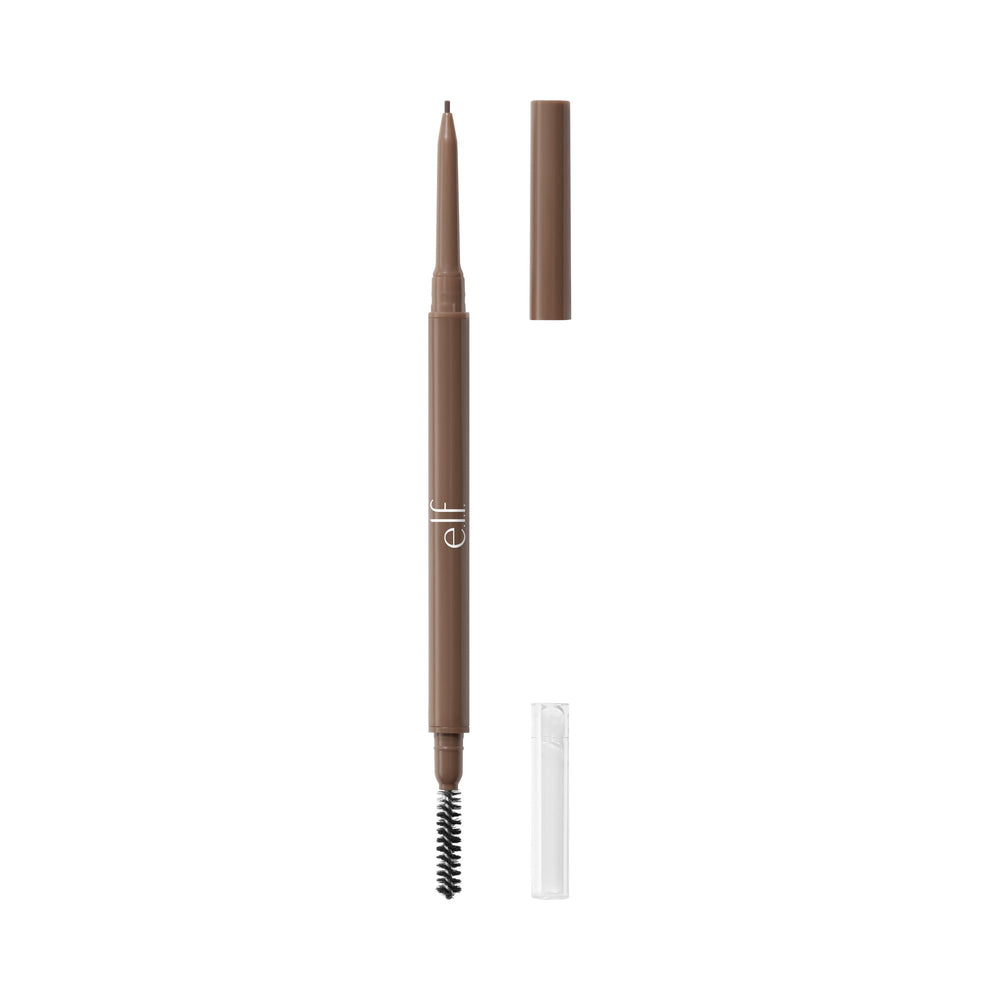 e.l.f. Micro-Fine Brow Pencil front view showing slim design and Deep Brown benefit