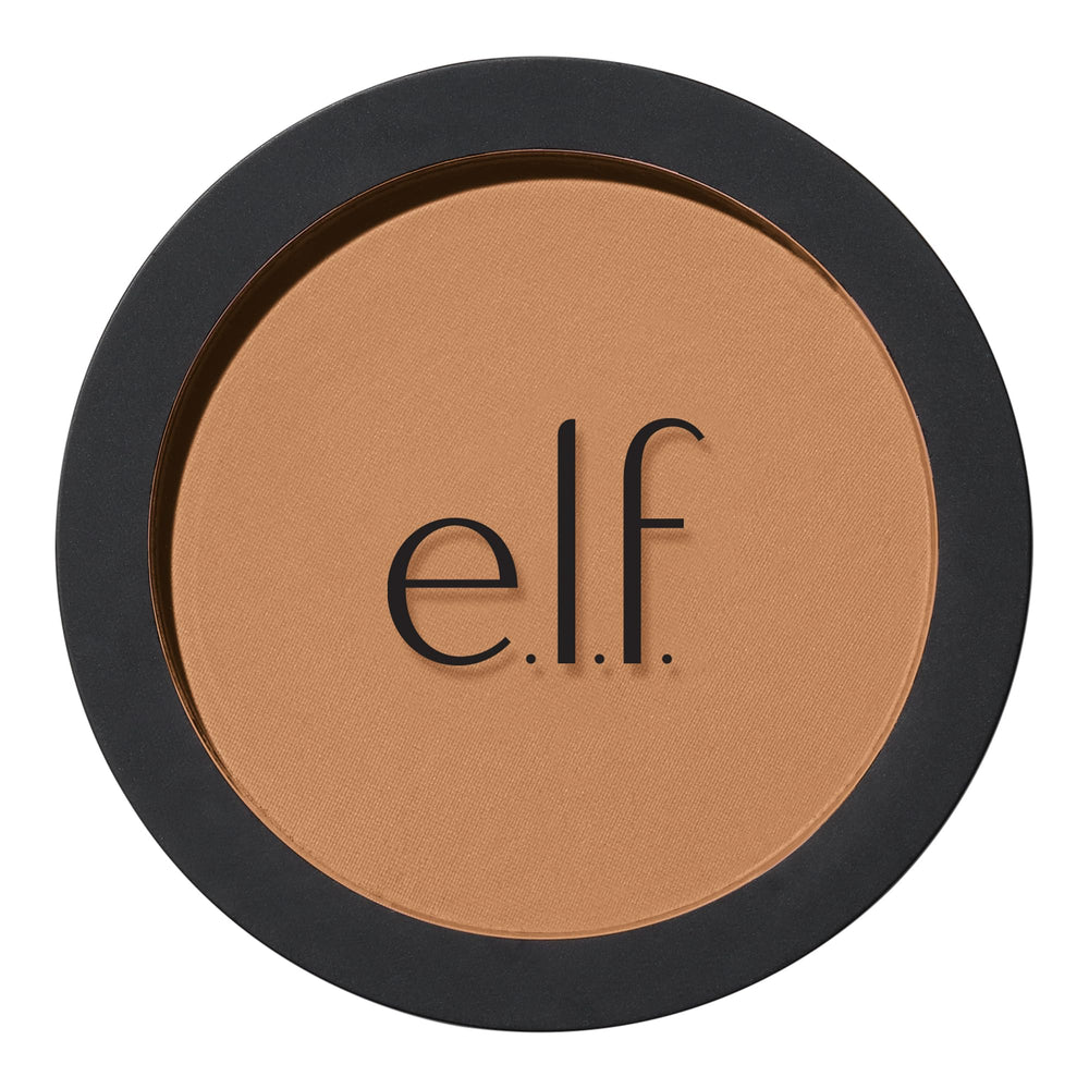 e.l.f. primer‑infused bronzer compact front view shows sleek packaging and portability