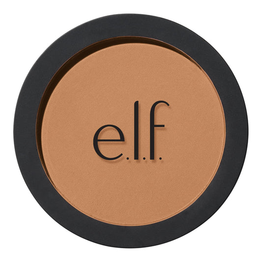 e.l.f. primer‑infused bronzer compact front view shows sleek packaging and portability