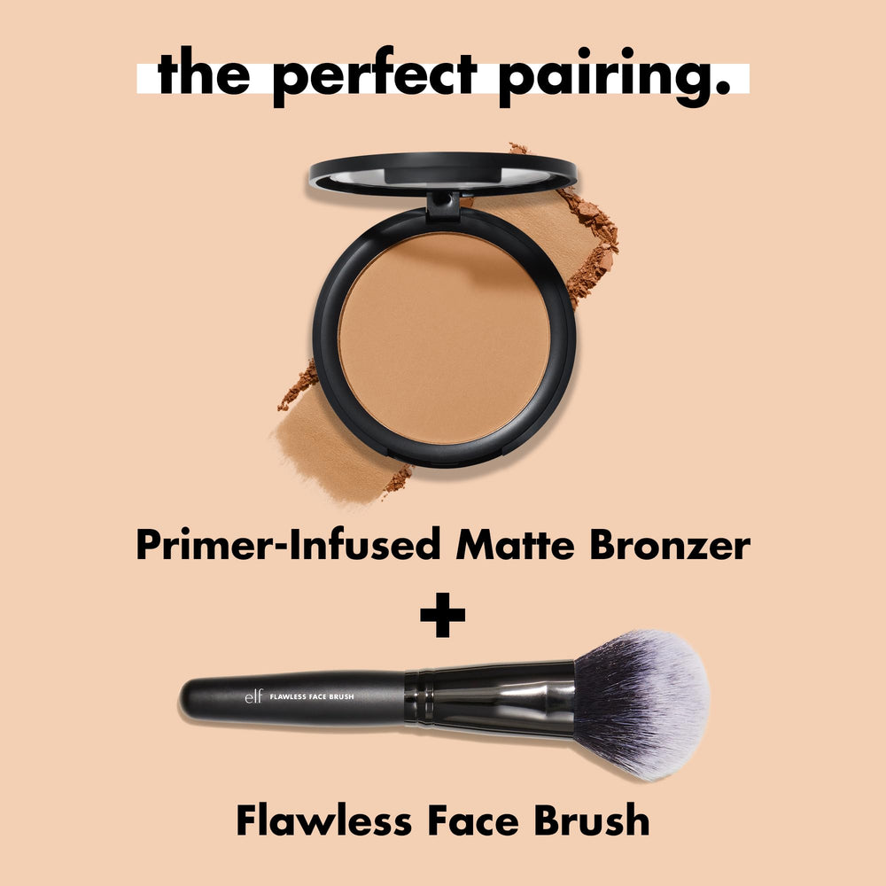 travel bag with e.l.f. bronzer inside showing on-the-go long-wear benefit