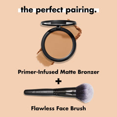 travel bag with e.l.f. bronzer inside showing on-the-go long-wear benefit