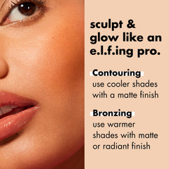 e.l.f. primer-infused bronzer packaging detail shows logo and modern compact design benefit