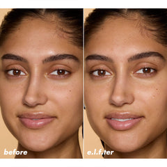 e.l.f. serum pump close-up showing precise dispensing and easy layering benefit
