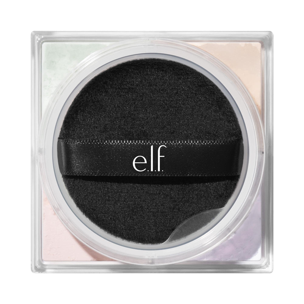 e.l.f. swirled mixed powders showing blended glow for all-over radiance benefit