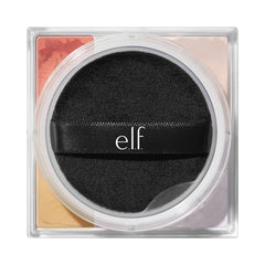 e.l.f. loose powder swatch and texture close-up, finely milled for smooth finish
