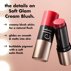 e.l.f. open twist-up blush stick revealing product tip for easy on-the-go application