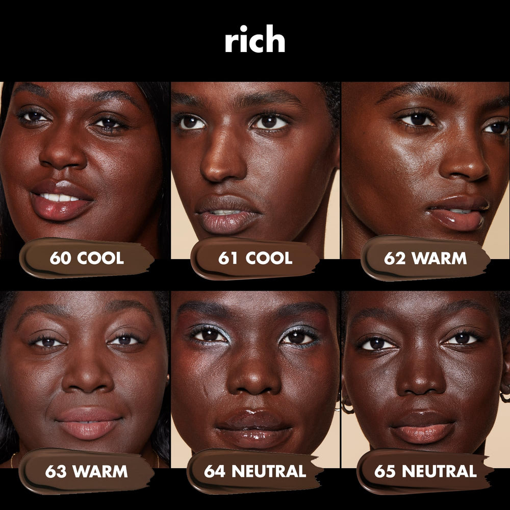 e.l.f. foundation swatches on arm showing shade 62 rich warm for easy matching