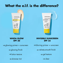e.l.f. Suntouchable ingredients aloe and meadowfoam illustrating soothing hydration
