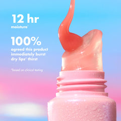 e.l.f. balm applied to lips showing visible shine and smoothing benefit