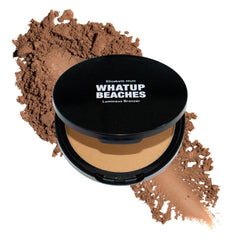 Elizabeth Mott compact bronzer front view shows sleek packaging and ease of use