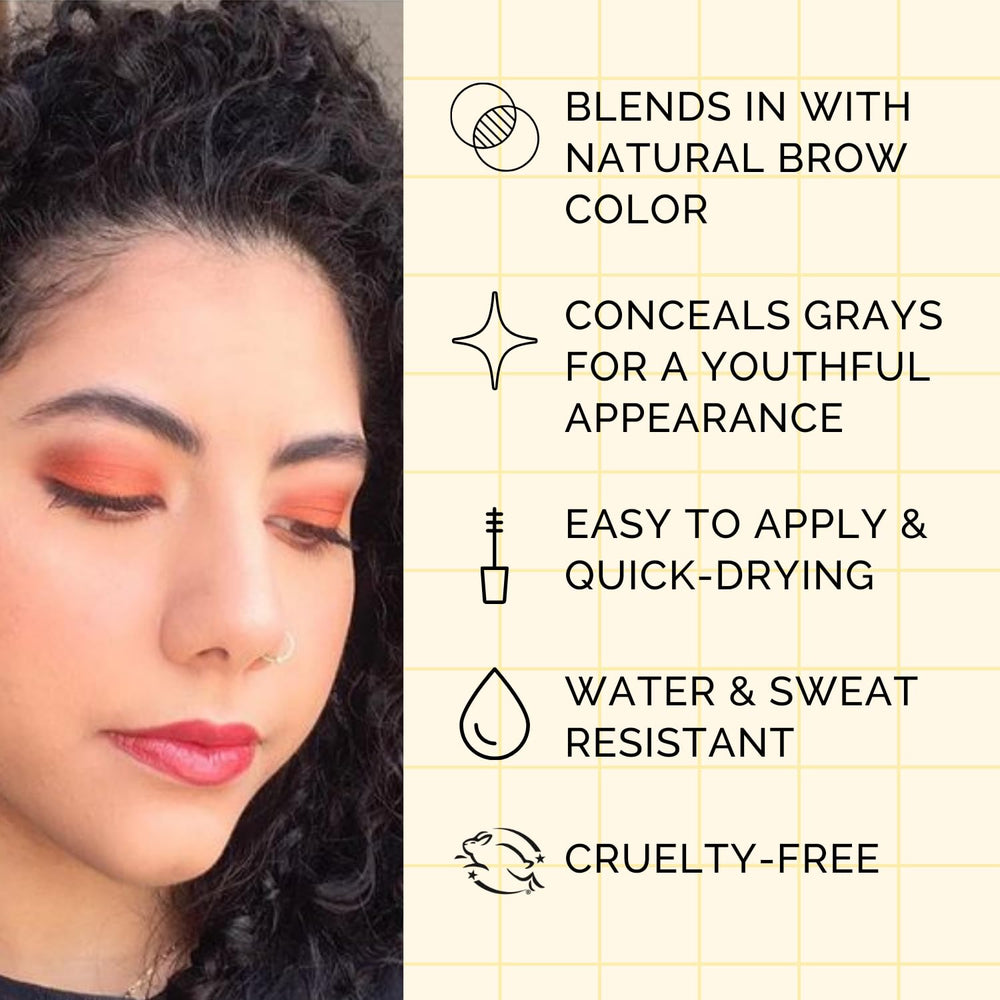 Elizabeth Mott before and after brows showing fuller, defined brows and gray coverage benefit