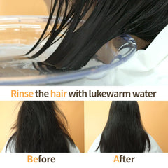 Elizavecca before and after hair comparison illustrating visible smoothing