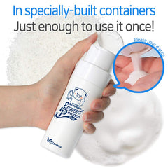 Elizavecca Milky Piggy powder whipped into foam on hand, showing creamy lather and effective cleansing