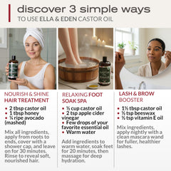 Ella & Eden pump dispensing measured castor oil for mess-free application benefit