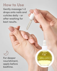 ella+mila side-by-side before and after cuticles showing smoother, hydrated nail edges