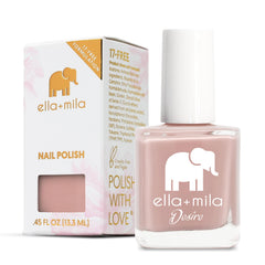ella+mila bottle front view showing Desert Suede color and polish benefit