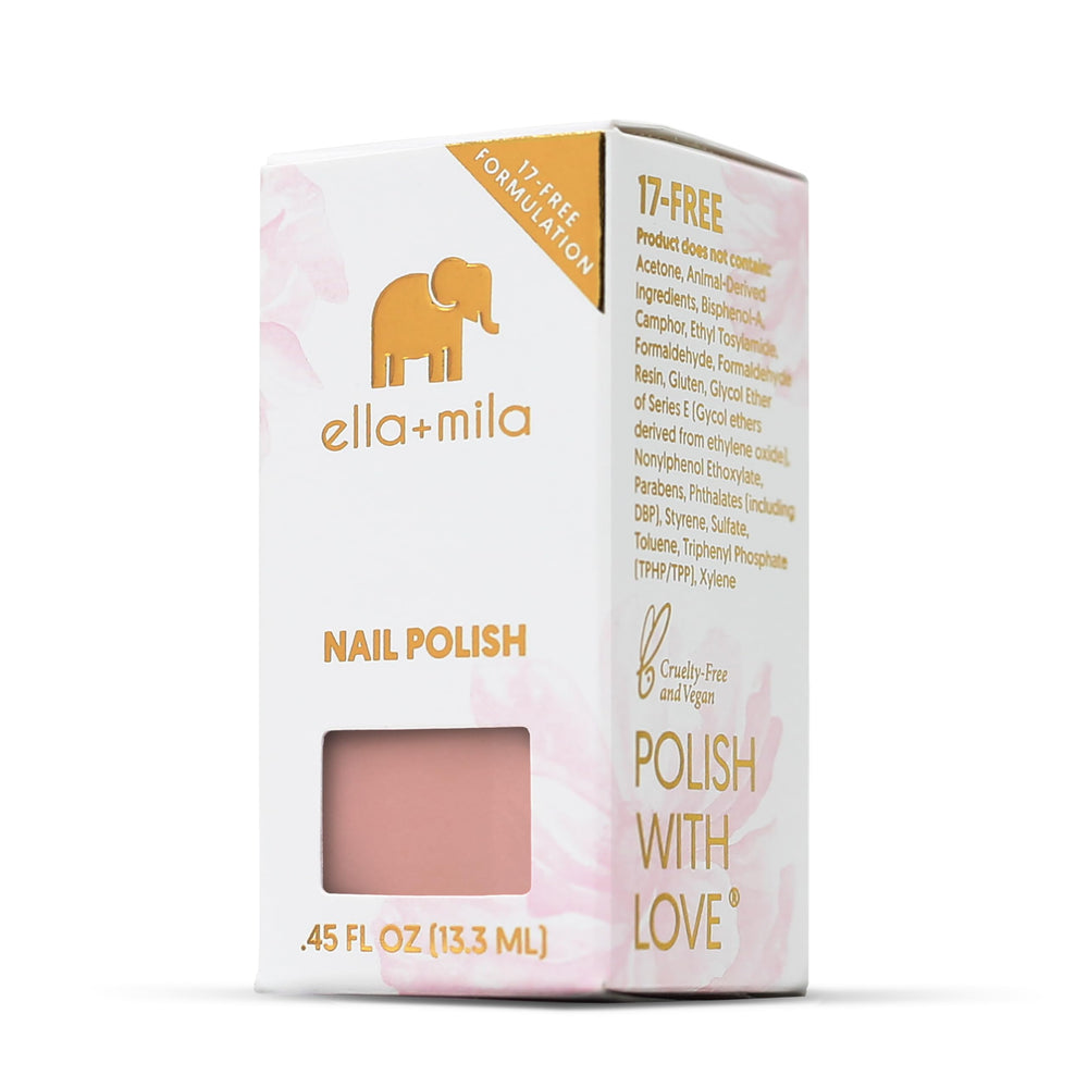 ella+mila bottle next to ruler showing 0.45 fl oz travel-friendly size