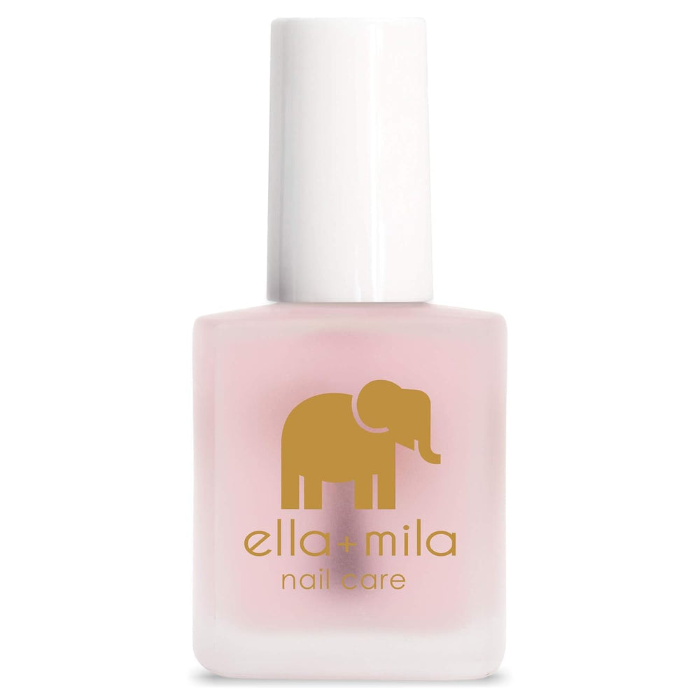 ella+mila swatch on nail tip illustrating glossy, reinforcing coat