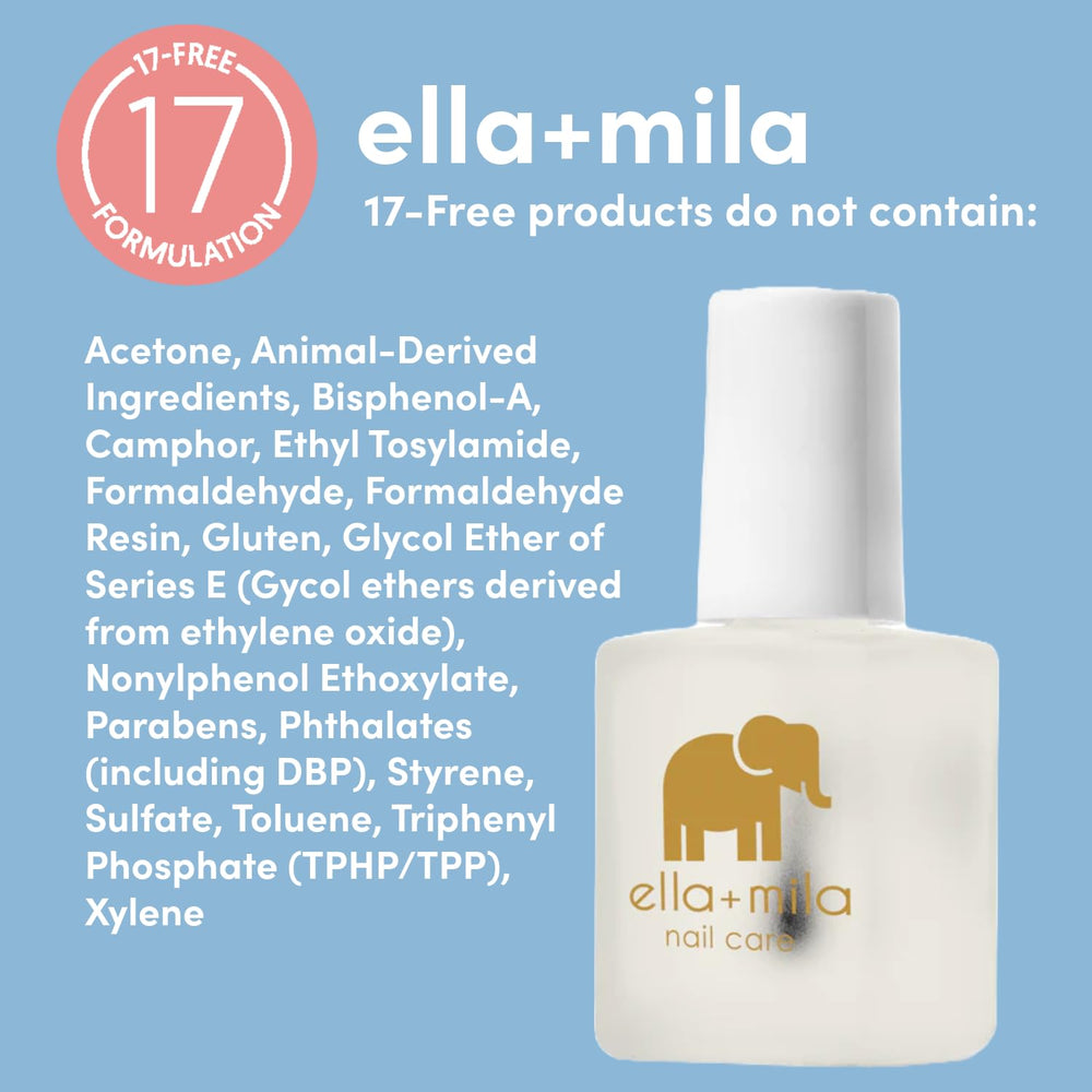 ella+mila bottle next to coin displaying compact travel size