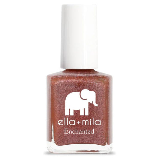 ella+mila bottle front view showing holographic red-orange color and glossy finish