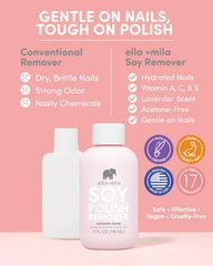 ella+mila remover texture pouring close-up highlights gentle soy solvent