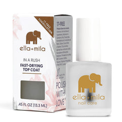 ella+mila front bottle showing clean packaging and quick-dry benefit