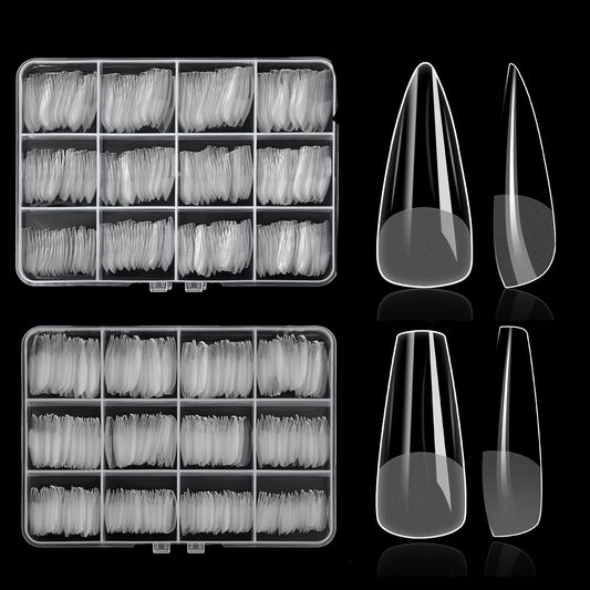 ELLEWIN front packaging showing 480 clear nail tips and two shapes for versatile styling