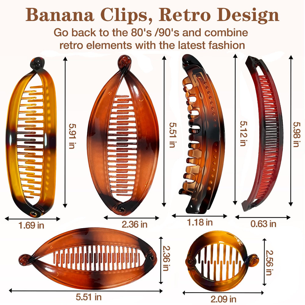 ELLOPH assorted banana clips laid out to show variety and styling options