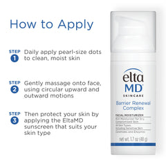 Bathroom vanity scene with EltaMD moisturizer demonstrating daily routine convenience benefit