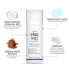 EltaMD label listing niacinamide and hyaluronic acid for barrier support