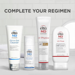 EltaMD label close-up listing mineral actives and gentle formulation