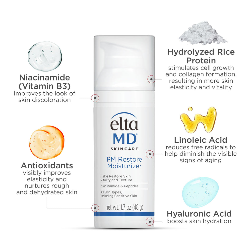 EltaMD moisturizer on a bathroom counter as part of nightly routine for improved skin
