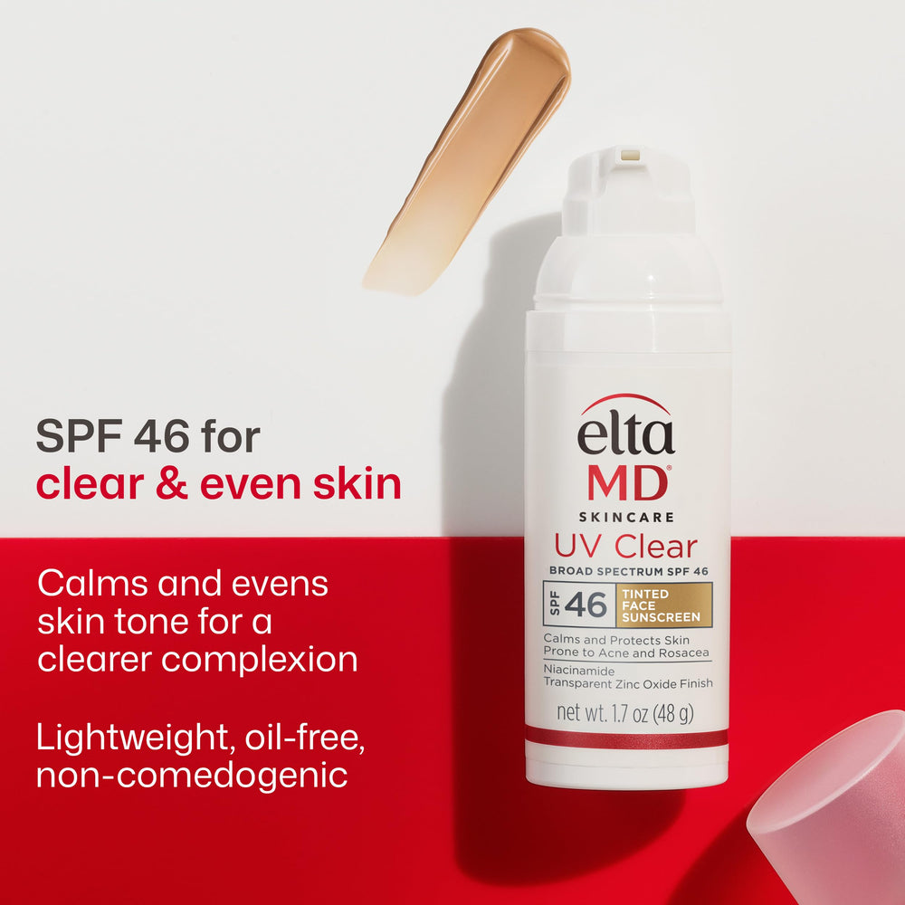EltaMD sunscreen texture on finger demonstrating lightweight spreadability and quick absorption