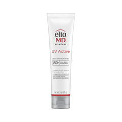 EltaMD UV Active front tube showing branding and SPF 50+ protection benefits