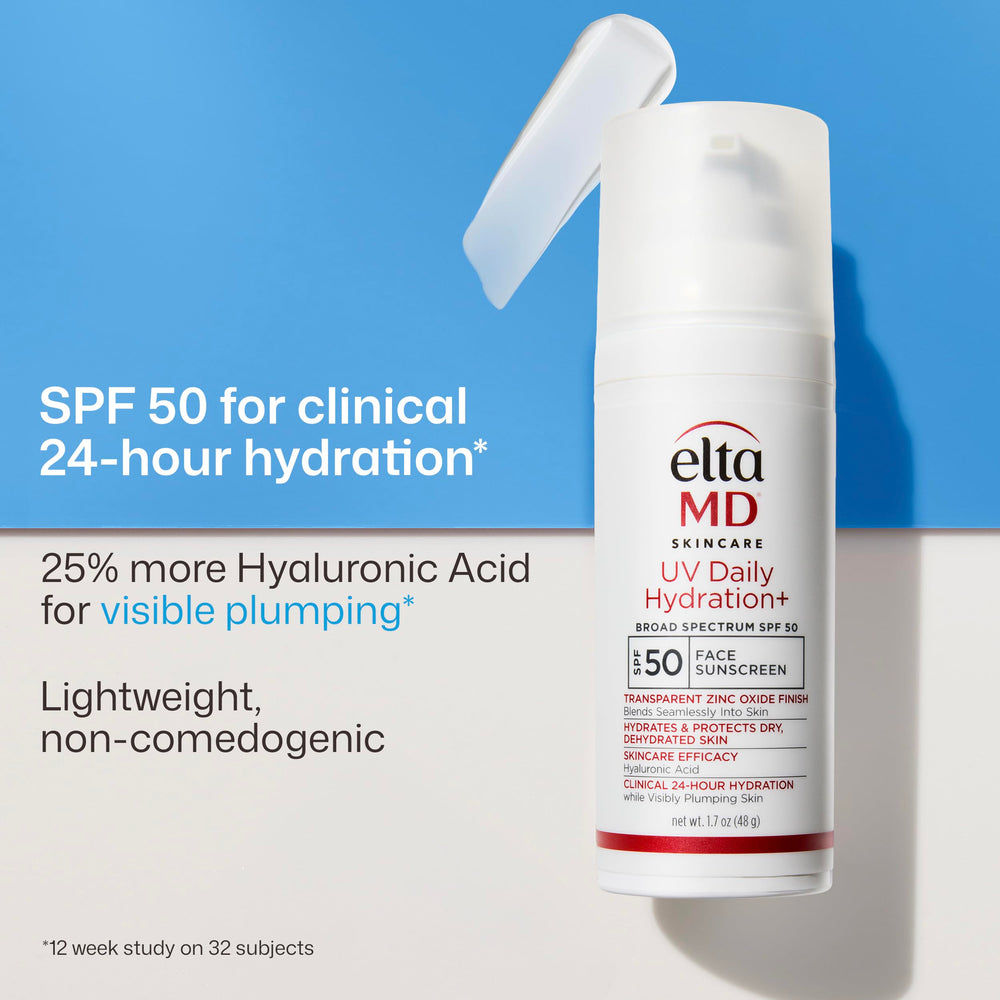 Close-up texture of EltaMD Hydration+ cream showing lightweight hydrating finish