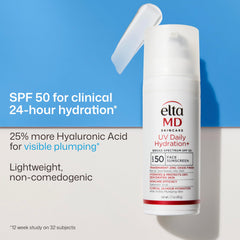 Close-up texture of EltaMD Hydration+ cream showing lightweight hydrating finish