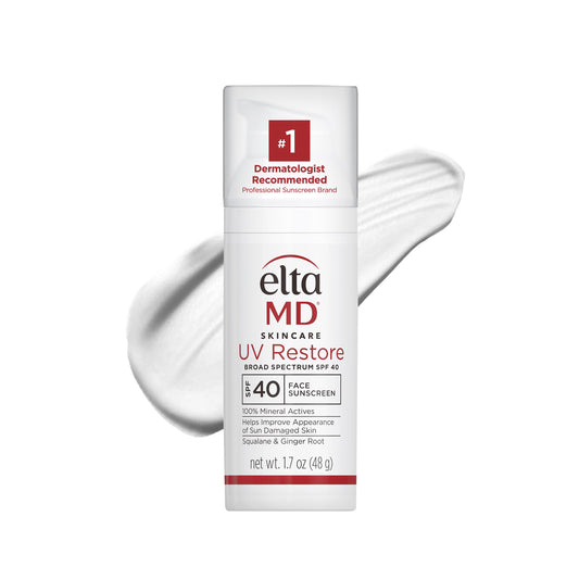 EltaMD UV Restore front tube showing packaging and SPF 40 protection benefits