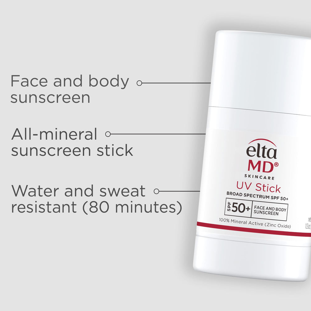 Close-up texture of EltaMD UV Stick demonstrating non-greasy finish and blendability