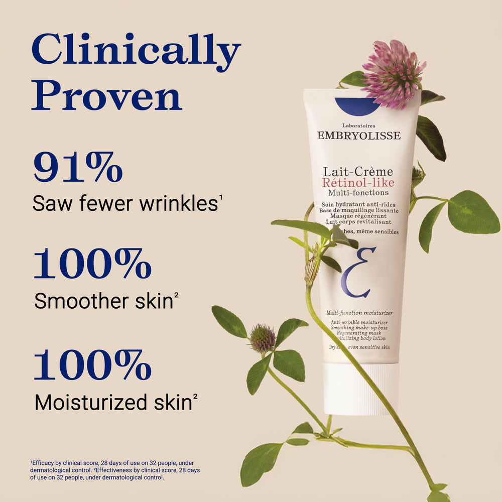 Embryolisse cream applied on hand, gentle nourishing effect shown