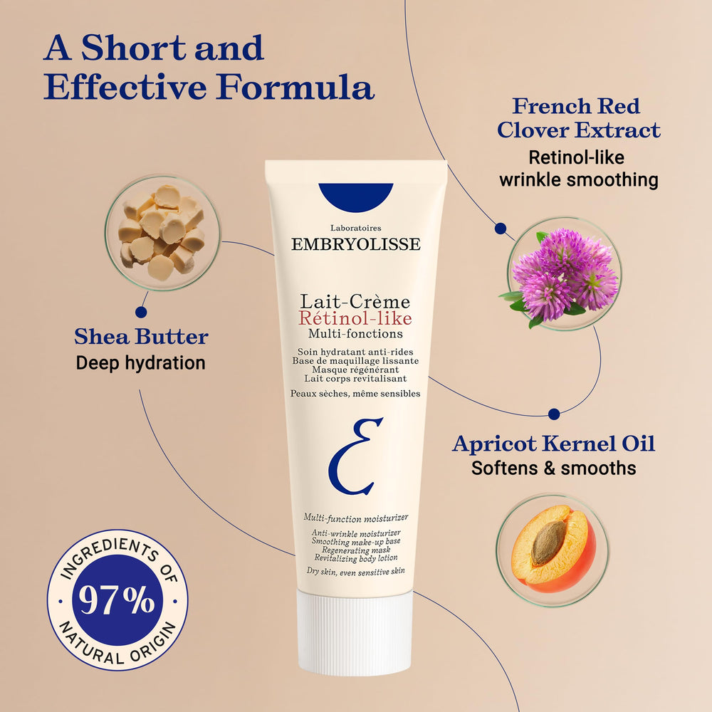 Embryolisse size comparison with 2.54 fl oz, travel-friendly benefit