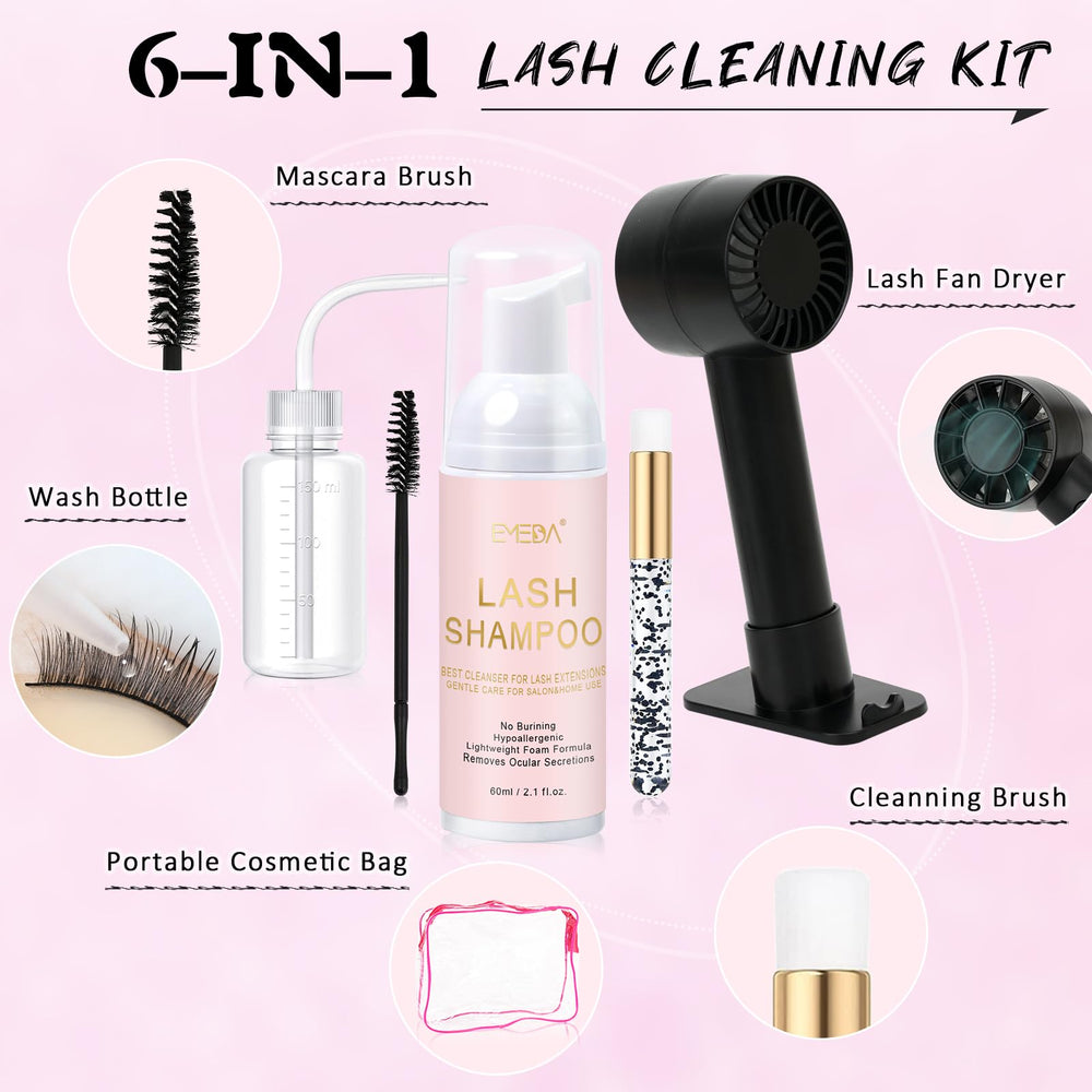 EMEDA mini fan in use drying lashes quickly and reducing wait time