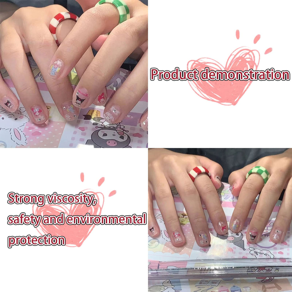 Emifunny sticker being applied to nail with tweezers demonstrating simple DIY use