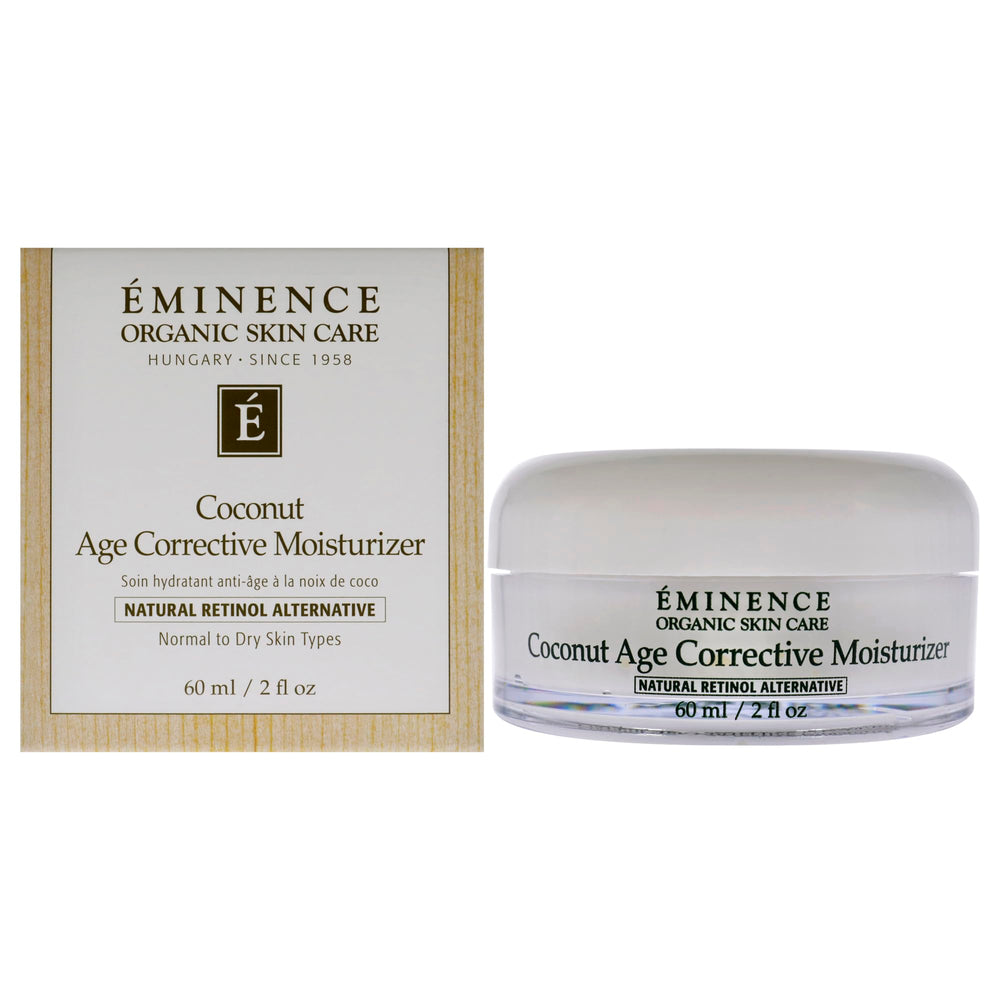 Eminence jar front view showing clean organic packaging and product name benefits