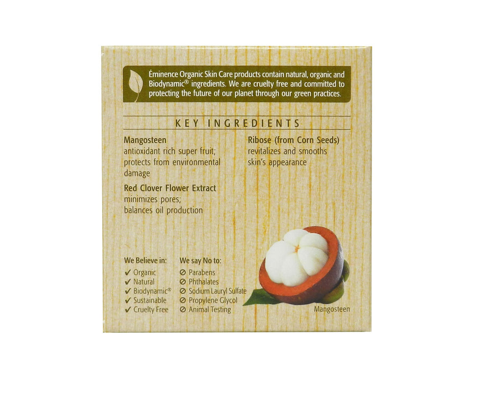 Eminence applying gel moisturizer to skin demonstrating quick absorption and matte result