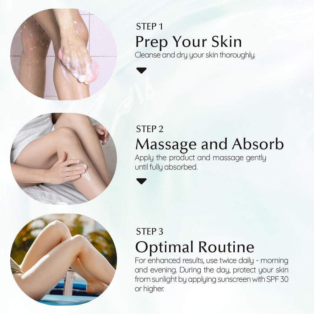 Using EnaSkin on inner thigh to help even skin pigment and hydrate