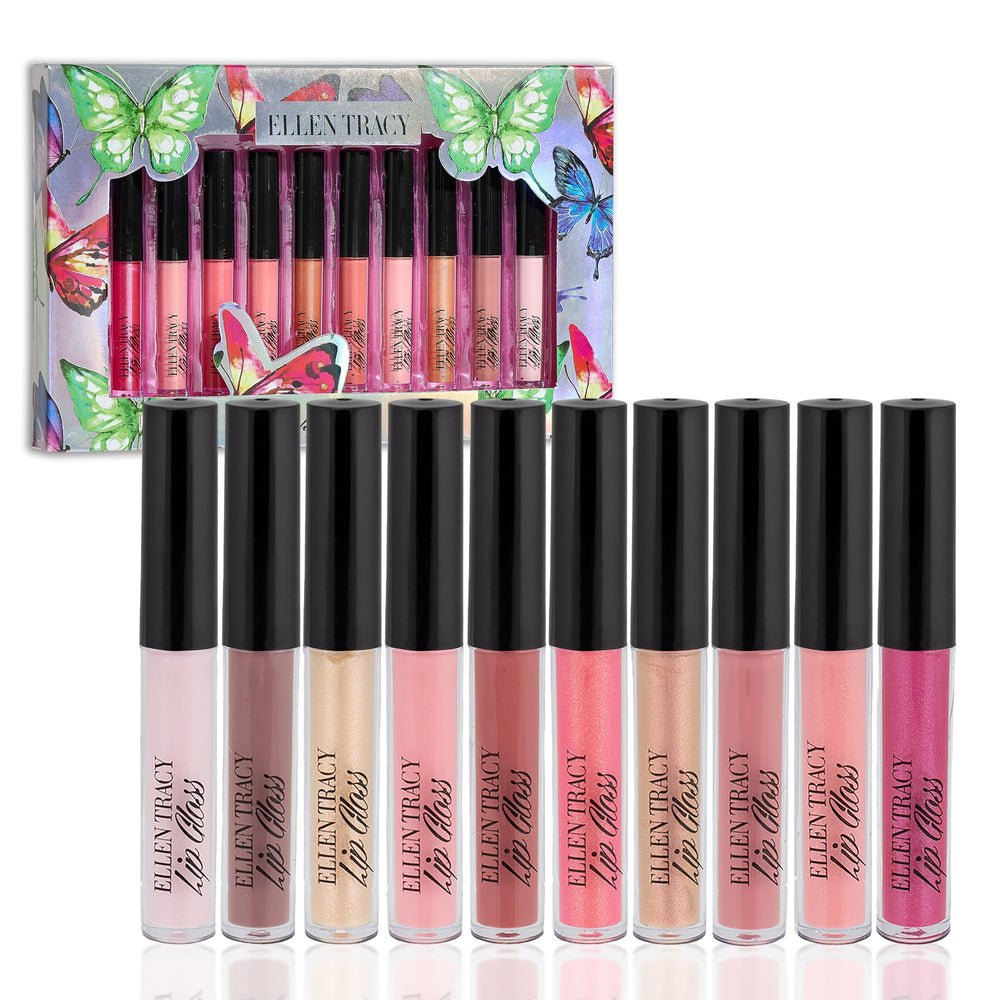 Enchante Ellen Tracy front packaging showing ten elegant gloss tubes and variety